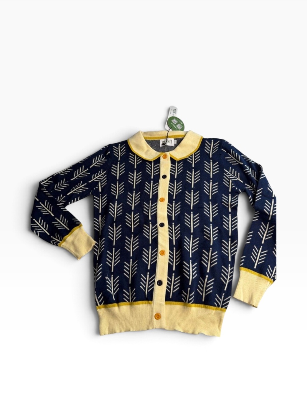 NWT OXKNIT Women's Blue Retro 70s Jacquard Collared Cardigan
Sweater Size Small - Picture 3 of 8